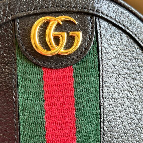 GUCCI Ophidia Round Mini Grained Calfskin Web Backpack - Picture 8 of 11